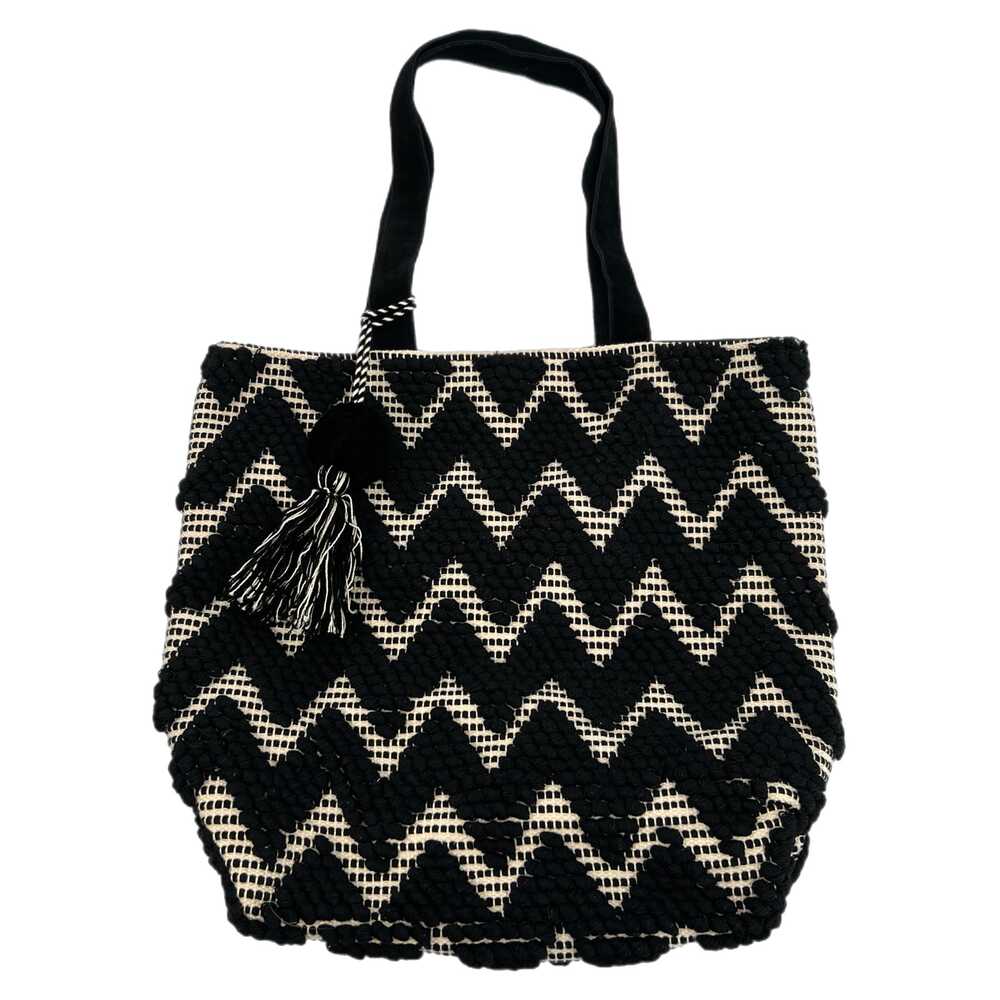 Panache Black Cream Chevron Woven Tote | Medium Size